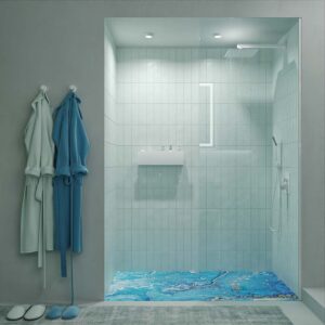 Mampara de ducha ZEN fijo a techo vidrio 8 mm fabricada a medida NEGRO - BLANCO - CROMO