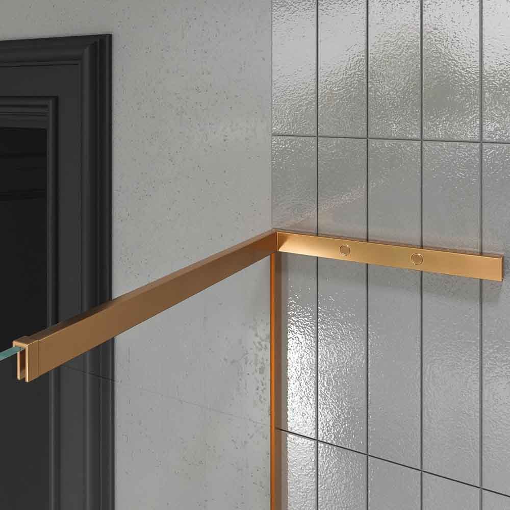 Fijo de ducha mampara ZEN sin brazo de seguridad - Vidrio 8 MM con tratamiento anti-cal incluido COBRE MATE - Imagen 3
