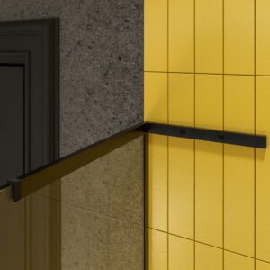 Fijo de ducha mampara ZEN  sin brazo de seguridad - Vidrio 8 MM con tratamiento anti-cal incluido NEGRO MATE