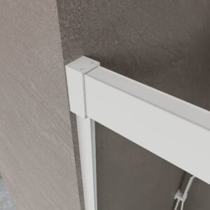 Mampara de ducha frontal BASIC 2 fijos -2 puertas correderas. Sin perfil inferior. Con tratamiento anti-cal . Acabado BLANCO MATE
