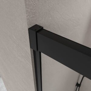 Mampara de ducha frontal BASIC 2 fijos -2 puertas correderas. Sin perfil inferior. Con tratamiento anti-cal . Acabado NEGRO MATE