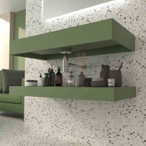Lavabo suspendido TOTEM un seno centrado SOLID SURFACE Verde Reseda