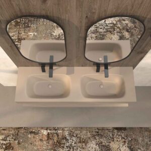Lavabo suspendido LIDO dos senos SOLID SURFACE Crema