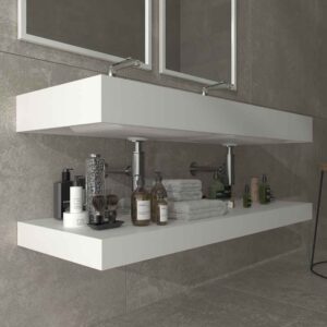Lavabo suspendido LIDO dos senos SOLID SURFACE Blanco
