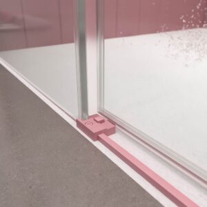 Mampara de ducha cuadrada NEXO apertura angular 2 fijos-2 puertas correderas Acabado ROSA PALO