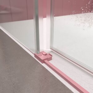Mampara de ducha cuadrada NEXO apertura angular 2 fijos-2 puertas correderas Acabado ROSA PALO