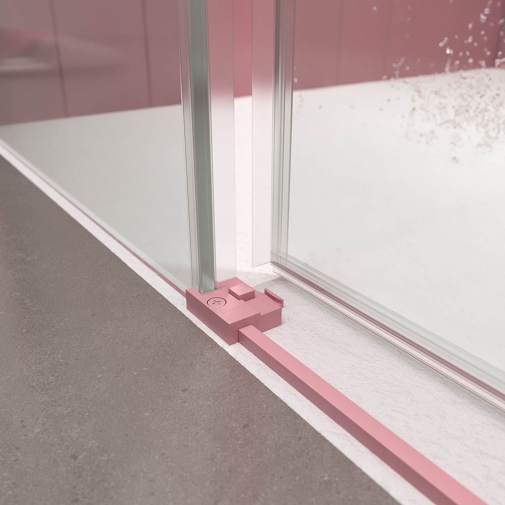 Mampara de ducha cuadrada NEXO apertura angular 2 fijos-2 puertas correderas Acabado ROSA PALO - Imagen 5