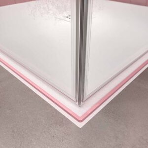 Mampara de ducha cuadrada NEXO apertura angular 2 fijos-2 puertas correderas Acabado ROSA PALO