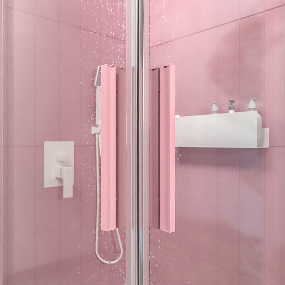 Mampara de ducha cuadrada NEXO apertura angular 2 fijos-2 puertas correderas Acabado ROSA PALO - Imagen 3