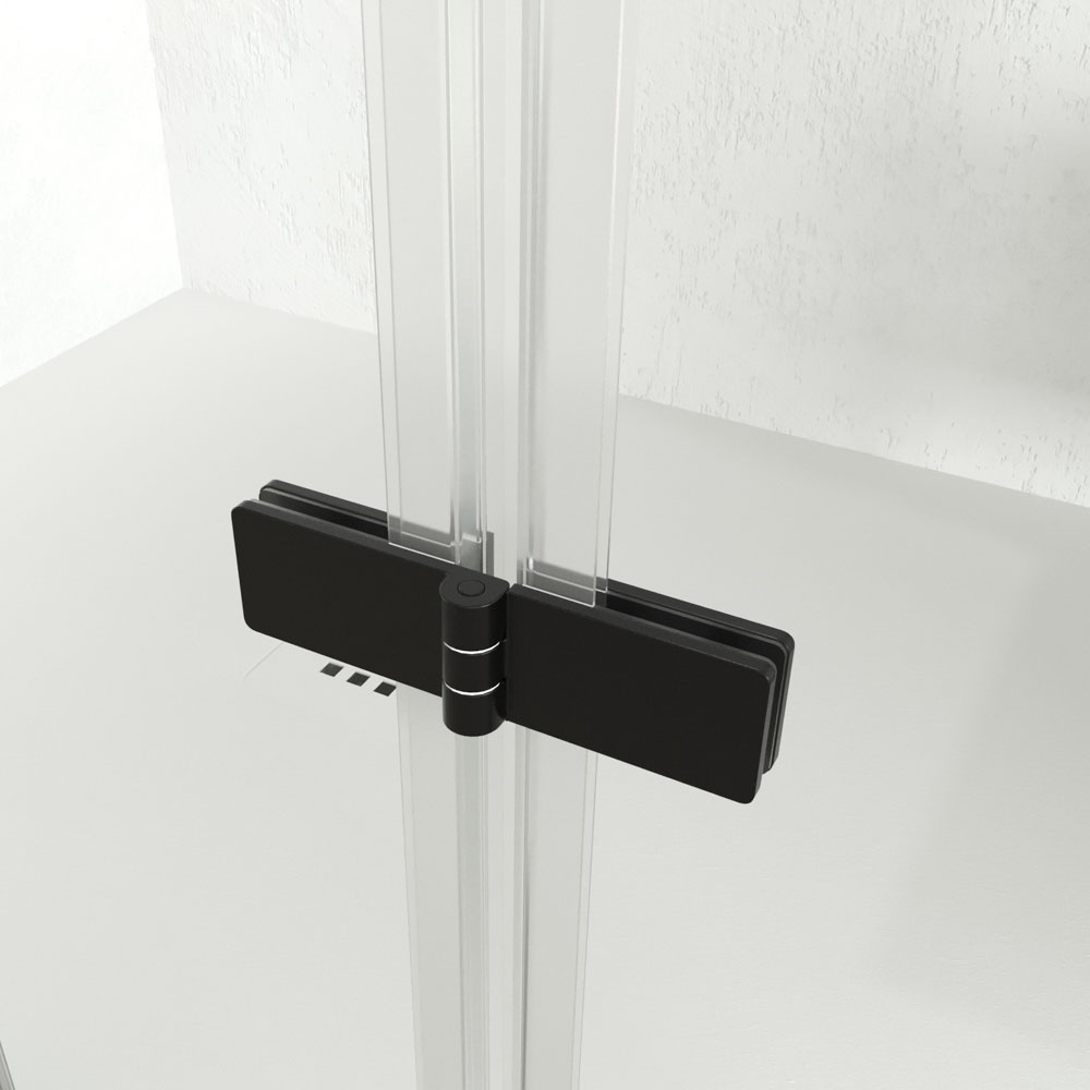 Mampara de ducha rectangular SINTESIS 1 fijo - 1 puerta plegable fabricada a medida . NEGRO MATE - Imagen 9