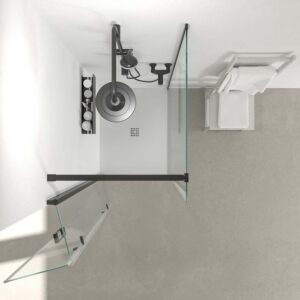 Mampara de ducha rectangular SINTESIS 1 fijo - 1 puerta plegable fabricada a medida . NEGRO MATE