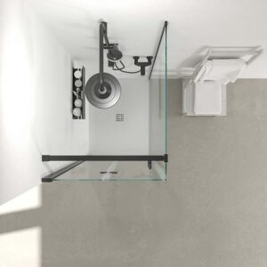 Mampara de ducha rectangular SINTESIS 1 fijo - 1 puerta plegable fabricada a medida . NEGRO MATE