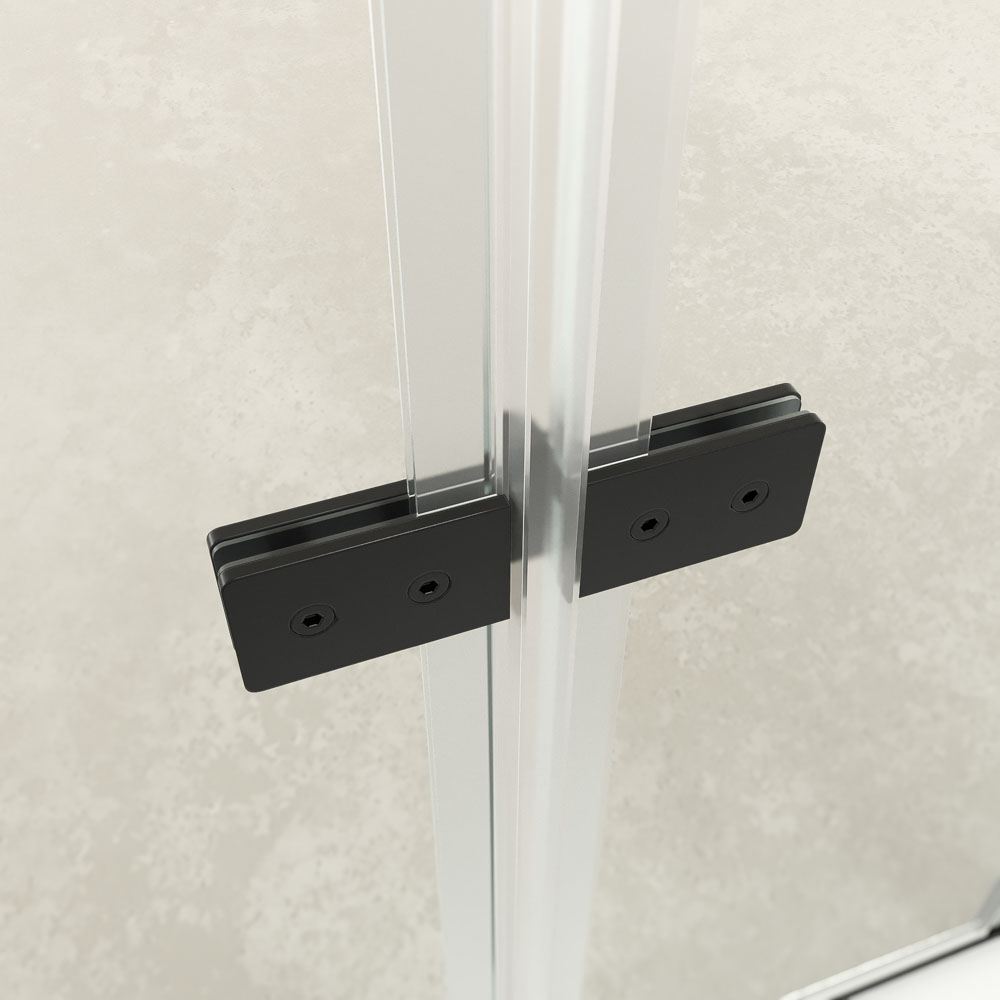 Mampara de ducha rectangular SINTESIS 1 fijo - 1 puerta plegable fabricada a medida . NEGRO MATE - Imagen 2