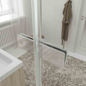 Mampara de ducha frontal SINTESIS 1 puerta plegable a medida acabado CROMO BRILLO