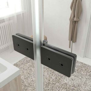Mampara de ducha frontal SINTESIS 1 puerta plegable a medida acabado NEGRO MATE