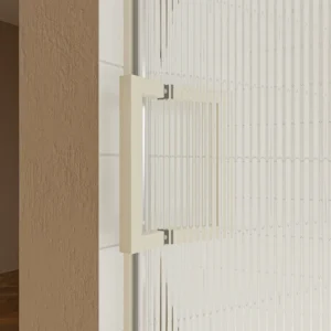 Mampara de ducha TECH HIGH frontal 1 fijo - 1 puerta corredera vidrio acanalado 8 mm.  ACERO INOXIDABLE  Crema  fabricada a techo