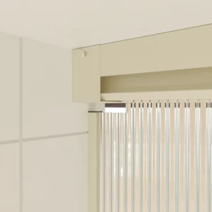 Mampara de ducha TECH HIGH frontal 1 fijo - 1 puerta corredera vidrio acanalado 8 mm.  ACERO INOXIDABLE  Crema  fabricada a techo