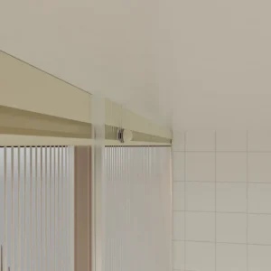 Mampara de ducha TECH HIGH frontal 1 fijo - 1 puerta corredera vidrio acanalado 8 mm.  ACERO INOXIDABLE  Crema  fabricada a techo