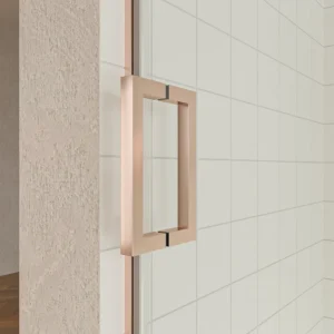 Mampara de ducha TECH HIGH frontal 1 fijo - 1 puerta corredera vidrio 8 mm. ORO ROSA