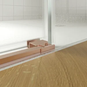 Mampara de ducha TECH HIGH frontal 1 fijo - 1 puerta corredera vidrio 8 mm. ORO ROSA