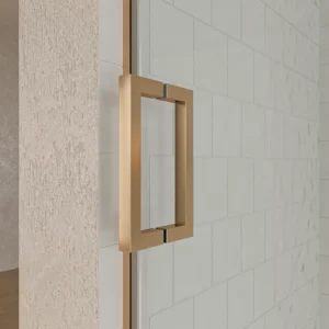 Mampara de ducha TECH HIGH frontal 1 fijo - 1 puerta corredera vidrio 8 mm. COBRE