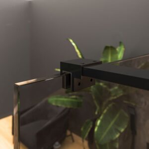 Fijo de ducha mampara ZEN perfil acero inoxidable NEGRO MATE - Vidrio 10 MM Parsol GRIS con tratamiento anti-cal incluido