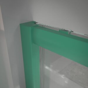 Mampara de ducha frontal NORMA 1 fijo -1 puerta corredera. Acabado VERDE PATINA