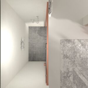 Mampara de ducha frontal LINEA1 fijo -1 puerta corredera. Sin perfil inferior. Acabado ROJO BEIGE