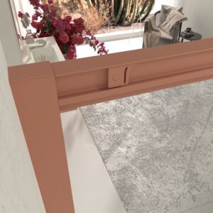 Mampara de ducha frontal LINEA1 fijo -1 puerta corredera. Sin perfil inferior. Acabado ROJO BEIGE