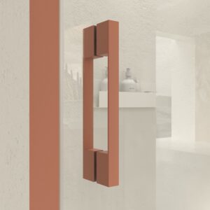 Mampara de ducha frontal LINEA1 fijo -1 puerta corredera. Sin perfil inferior. Acabado ROJO BEIGE