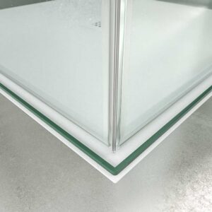 Mampara de ducha cuadrada NEXO apertura angular 2 fijos-2 puertas correderas Acabado VERDE OLIVA