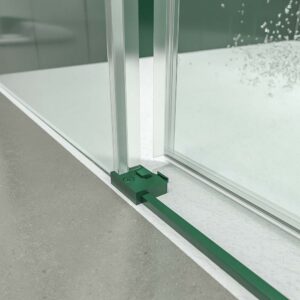 Mampara de ducha cuadrada NEXO apertura angular 2 fijos-2 puertas correderas Acabado VERDE OLIVA