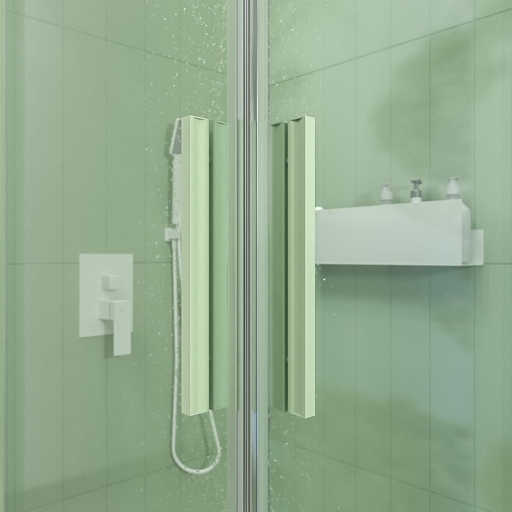 Mampara de ducha cuadrada NEXO apertura angular 2 fijos-2 puertas correderas Acabado VERDE OPALO - Imagen 6
