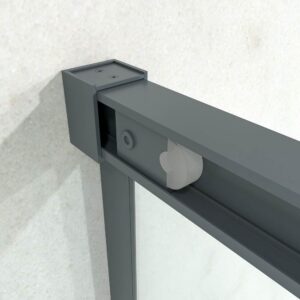 Mampara de ducha NEXO frontal 1 fijo - 1 puerta corredera perfil MINIMALISTA acabado GRAFITO
