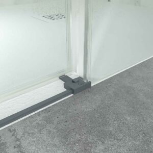 Mampara de ducha NEXO frontal 1 fijo - 1 puerta corredera perfil MINIMALISTA acabado GRAFITO