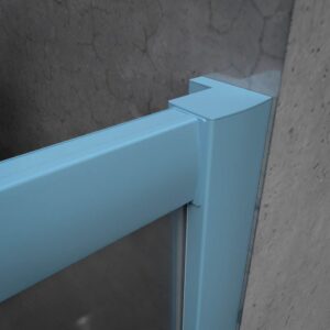 Mampara de ducha frontal NORMA 1 fijo -1 puerta corredera. Acabado AZUL PASTEL
