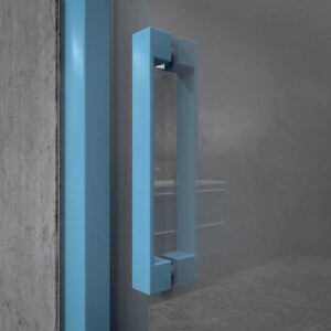Mampara de ducha frontal NORMA 1 fijo -1 puerta corredera. Acabado AZUL PASTEL