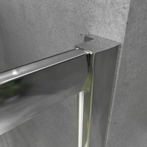Mampara de ducha frontal NORMA 1 fijo -1 puerta corredera. Acabado CROMO BRILLO