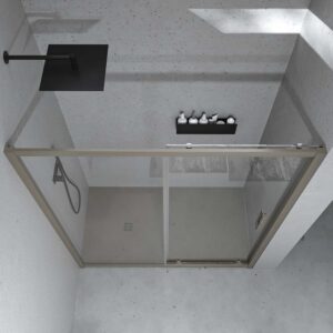 Mampara de ducha frontal NORMA 1 fijo -1 puerta corredera. Acabado GRIS CUARZO
