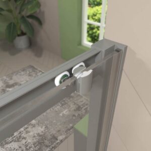 Mampara de ducha frontal NORMA 1 fijo -1 puerta corredera. Acabado GRIS POLVO