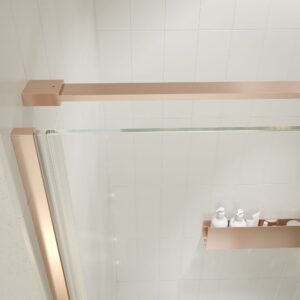 Mampara de ducha frontal OPEN 1 fijo - 1 puerta abatible a medida acabado ORO ROSA