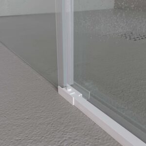 Mampara de ducha PETRA rectangular 2 fijos - 2 puertas correderas vidrio 6 mm. ACERO INOXIDABLE acabado BLANCO MATE