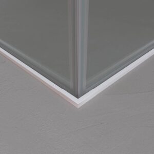 Mampara de ducha PETRA rectangular 2 fijos - 2 puertas correderas vidrio 6 mm. ACERO INOXIDABLE acabado BLANCO MATE