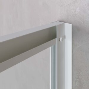 Mampara de ducha PETRA rectangular 2 fijos - 2 puertas correderas vidrio 6 mm. ACERO INOXIDABLE acabado BLANCO MATE