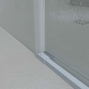 Mampara de ducha PETRA rectangular 2 fijos - 2 puertas correderas vidrio 6 mm. ACERO INOXIDABLE acabado GRIS CEMENTO