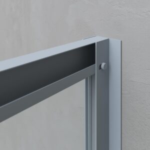Mampara de ducha PETRA rectangular 2 fijos - 2 puertas correderas vidrio 6 mm. ACERO INOXIDABLE acabado GRIS CEMENTO