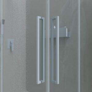 Mampara de ducha PETRA rectangular 2 fijos - 2 puertas correderas vidrio 6 mm. ACERO INOXIDABLE acabado GRIS CEMENTO