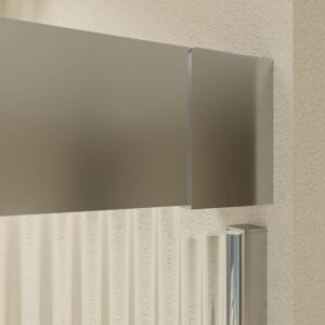 Mampara de ducha TECH STEEL frontal 1 fijo - 1 puerta corredera vidrio 8mm ACANALADO . ACERO INOXIDABLE