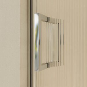 Mampara de ducha TECH STEEL frontal 1 fijo - 1 puerta corredera vidrio 8mm ACANALADO . ACERO INOXIDABLE