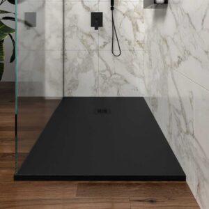 Fijo de ducha mampara ZEN perfil acero inoxidable NEGRO MATE - Vidrio 10 MM con tratamiento anti-cal incluido